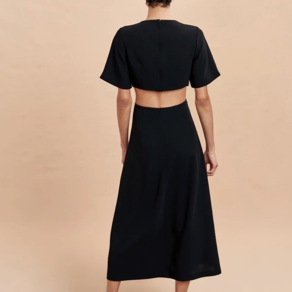 NEW La Ligne NYC Charly Midi Cut-Out Dress - Black Noir Formal Crew neck - Picture 5 of 9